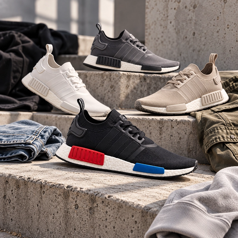 adidas NMD 鞋款搭配工裝褲與日常服裝