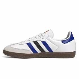 adidas Samba OG 白藍黑復古休閒鞋，低筒鞋型完整側面