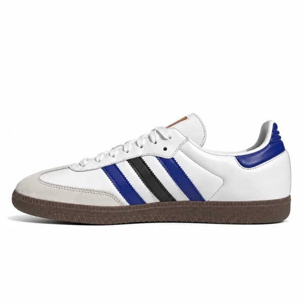 adidas Originals Samba OG 奶油白寶藍黑 復古休閒鞋 adidas Samba OG 白藍黑復古休閒鞋,低筒鞋型完整側面
