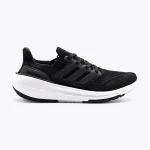 adidas Ultraboost Light 經典黑白單鞋側面，深灰三條紋與白色中底